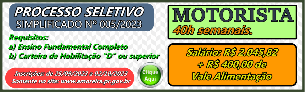 EDITAL Nº 001/2023 - PSS Nº 005/2023 - MOTORISTA